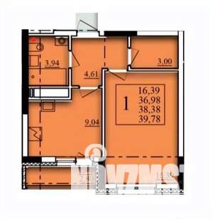 1-к квартира, строящийся дом, 38м2, 17/21 этаж