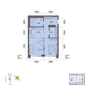 2-к квартира, вторичка, 53м2, 15/32 этаж
