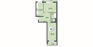 2-к квартира, вторичка, 59м2, 6/12 этаж