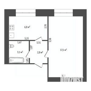 1-к квартира, вторичка, 30м2, 1/5 этаж