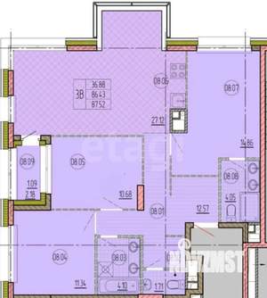 3-к квартира, вторичка, 88м2, 4/22 этаж