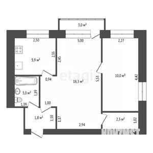 2-к квартира, вторичка, 41м2, 4/5 этаж