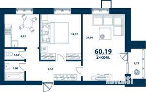 2-к квартира, вторичка, 60м2, 3/5 этаж