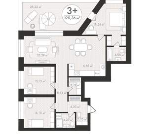 3-к квартира, вторичка, 120м2, 10/24 этаж