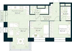 2-к квартира, вторичка, 60м2, 8/15 этаж