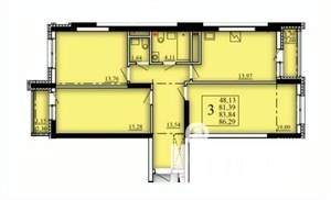 3-к квартира, вторичка, 84м2, 17/21 этаж