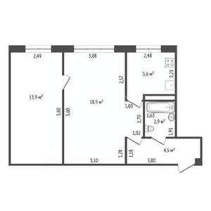 2-к квартира, вторичка, 46м2, 1/5 этаж
