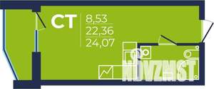 1-к квартира, строящийся дом, 23м2, 8/25 этаж