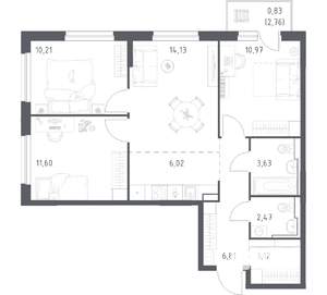 3-к квартира, вторичка, 70м2, 3/17 этаж