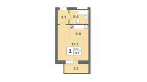 1-к квартира, вторичка, 33м2, 9/9 этаж