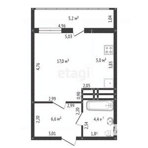 Студия квартира, вторичка, 36м2, 3/25 этаж