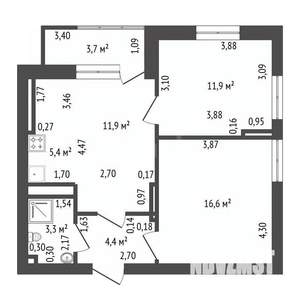 3-к квартира, вторичка, 54м2, 12/19 этаж