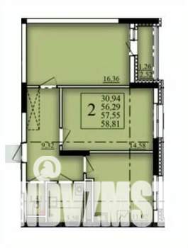 2-к квартира, вторичка, 58м2, 11/21 этаж