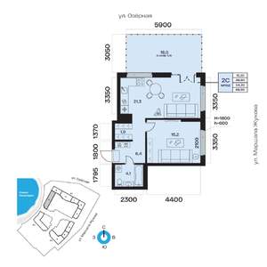 2-к квартира, вторичка, 54м2, 11/32 этаж