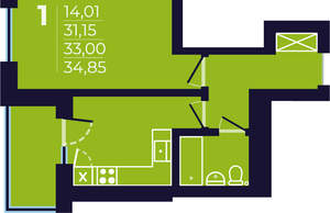 1-к квартира, вторичка, 33м2, 10/25 этаж