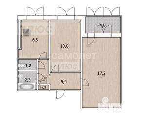 2-к квартира, вторичка, 43м2, 3/9 этаж