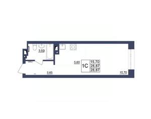 Студия квартира, вторичка, 29м2, 27/34 этаж