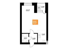 1-к квартира, вторичка, 41м2, 11/12 этаж