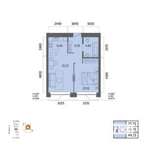 2-к квартира, вторичка, 45м2, 27/32 этаж