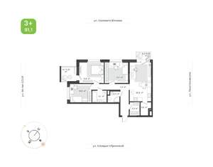 3-к квартира, вторичка, 81м2, 2/24 этаж
