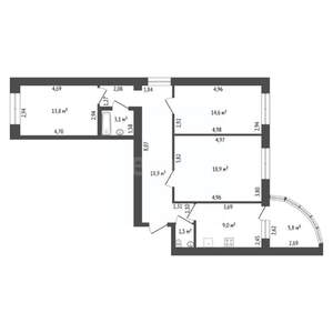3-к квартира, вторичка, 83м2, 7/9 этаж