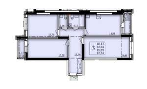3-к квартира, строящийся дом, 85м2, 2/25 этаж