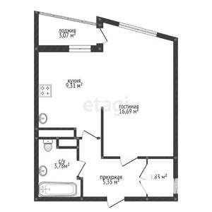 1-к квартира, вторичка, 39м2, 16/27 этаж