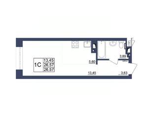Студия квартира, строящийся дом, 26м2, 31/34 этаж