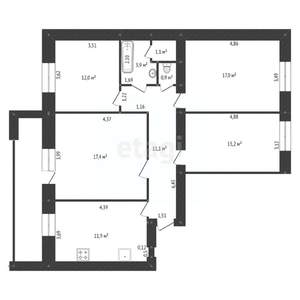 4-к квартира, вторичка, 94м2, 4/10 этаж