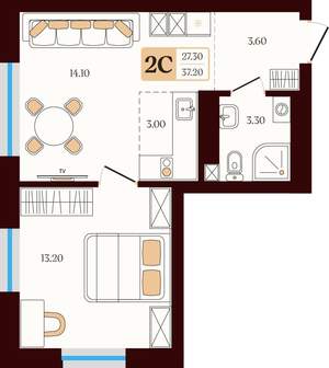2-к квартира, вторичка, 37м2, 8/25 этаж