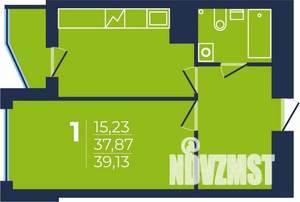 1-к квартира, строящийся дом, 39м2, 6/25 этаж
