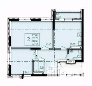 2-к квартира, вторичка, 71м2, 11/25 этаж