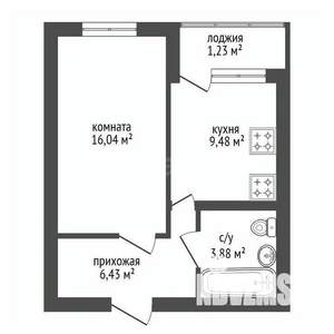 1-к квартира, вторичка, 34м2, 1/10 этаж