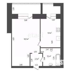 1-к квартира, вторичка, 42м2, 3/9 этаж