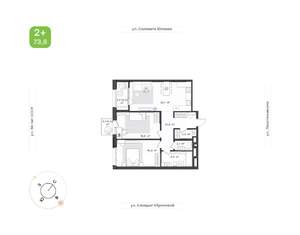 2-к квартира, вторичка, 74м2, 2/12 этаж