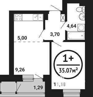 1-к квартира, вторичка, 35м2, 4/8 этаж