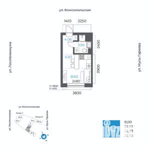 1-к квартира, вторичка, 23м2, 18/20 этаж