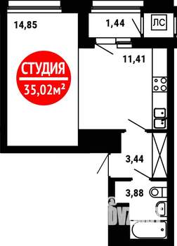 1-к квартира, вторичка, 35м2, 23/25 этаж