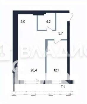 2-к квартира, вторичка, 51м2, 18/25 этаж