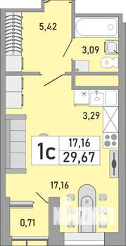1-к квартира, вторичка, 30м2, 18/24 этаж