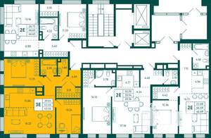 2-к квартира, строящийся дом, 65м2, 2/10 этаж