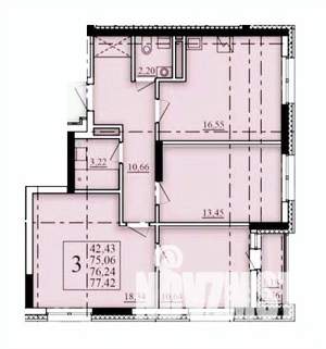 3-к квартира, строящийся дом, 76м2, 10/25 этаж
