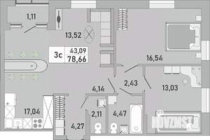 3-к квартира, вторичка, 79м2, 3/24 этаж