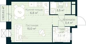 Студия квартира, строящийся дом, 33м2, 9/30 этаж