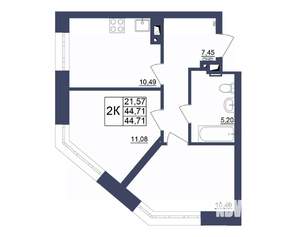 2-к квартира, вторичка, 44м2, 30/34 этаж