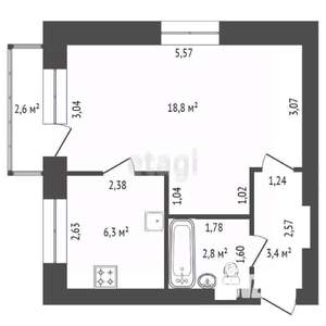 1-к квартира, вторичка, 32м2, 4/5 этаж