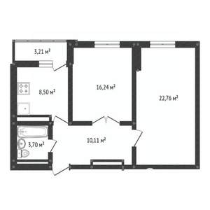 2-к квартира, вторичка, 62м2, 16/20 этаж