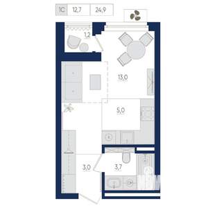 1-к квартира, вторичка, 25м2, 14/22 этаж
