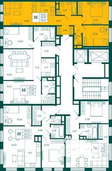 2-к квартира, строящийся дом, 60м2, 4/10 этаж