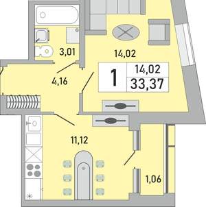 1-к квартира, вторичка, 33м2, 4/24 этаж